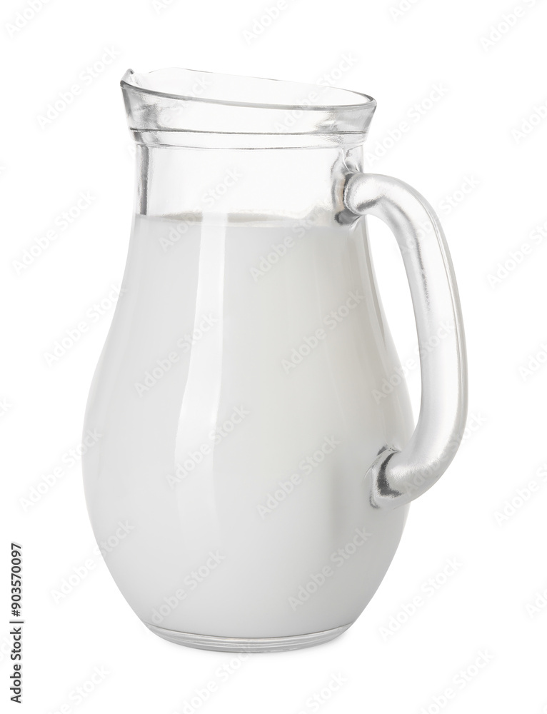 Glass jug of fresh milk isolated on white Glass jug of fresh milk isolated on white