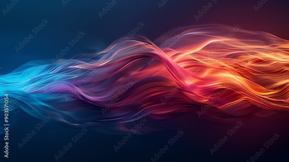 Fototapeta premium An artistic representation of hair flowing like a digital wave, integrated with neon lights, Psychedelic, Digital, Dynamic