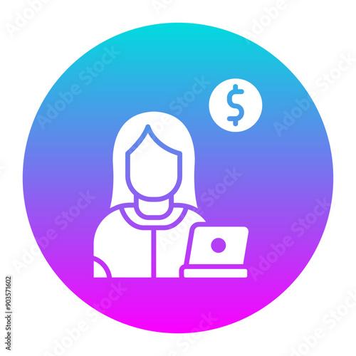 Freelancer Female vector icon. Can be used for Home Based Business iconset.