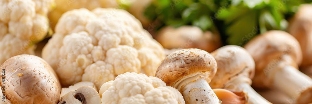Garlic Cauliflower and Mushrooms. AI generative. Garlic Cauliflower and Mushrooms. AI generative.