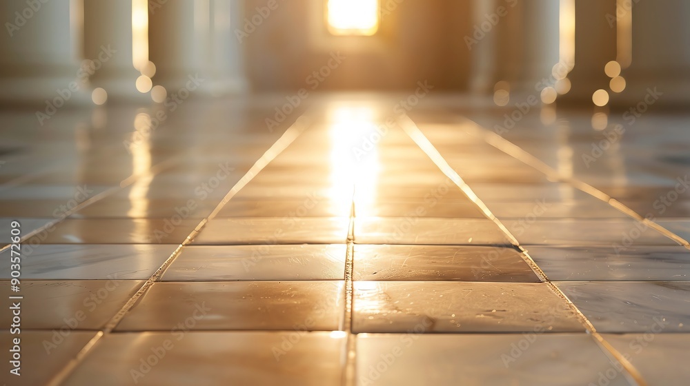 Fototapeta premium Floor tiles with a geometric pattern creating a sense of depth