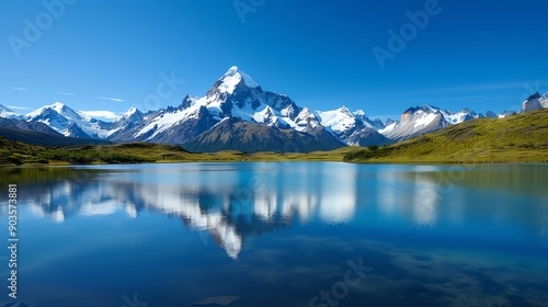 Wallpaper Mural Snow-capped mountains and clear blue lakes in a pristine natural setting Torontodigital.ca
