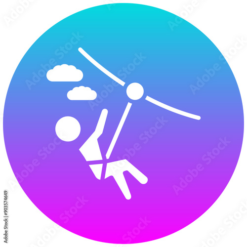 Zip Line vector icon. Can be used for Outdoor Fun iconset.