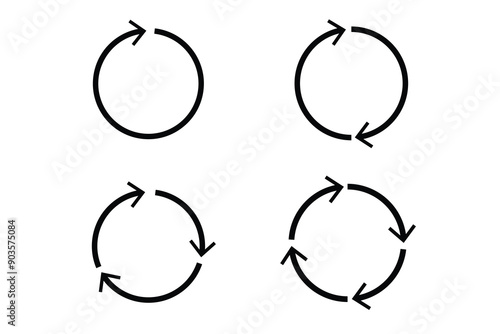 Set of rotate arrows vector icons. Circle Arrow icon.  Recycle, reload, refresh icons, sign. Black circular arrow. Repeat arrow. clock wise rotating arrow symbols, icons.
