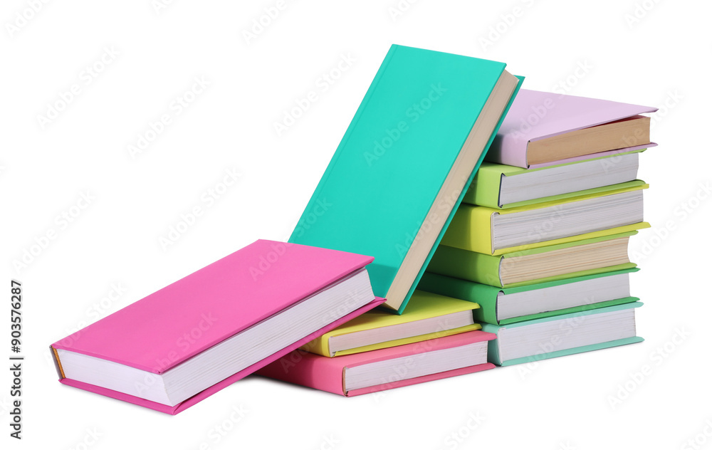 Many bright colorful books isolated on white Many bright colorful books isolated on white