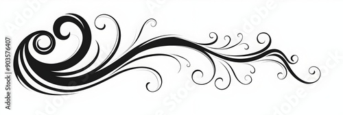 Cute Black Doodle Swirl with Minimalistic Line Art Design