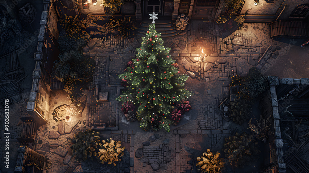 Christmas Battle Map - DnD, RPG Map for Dungeons and Dragons, Game Background, Top View, Winter Christmas Battle Map - DnD, RPG Map for Dungeons and Dragons, Game Background, Top View, Winter