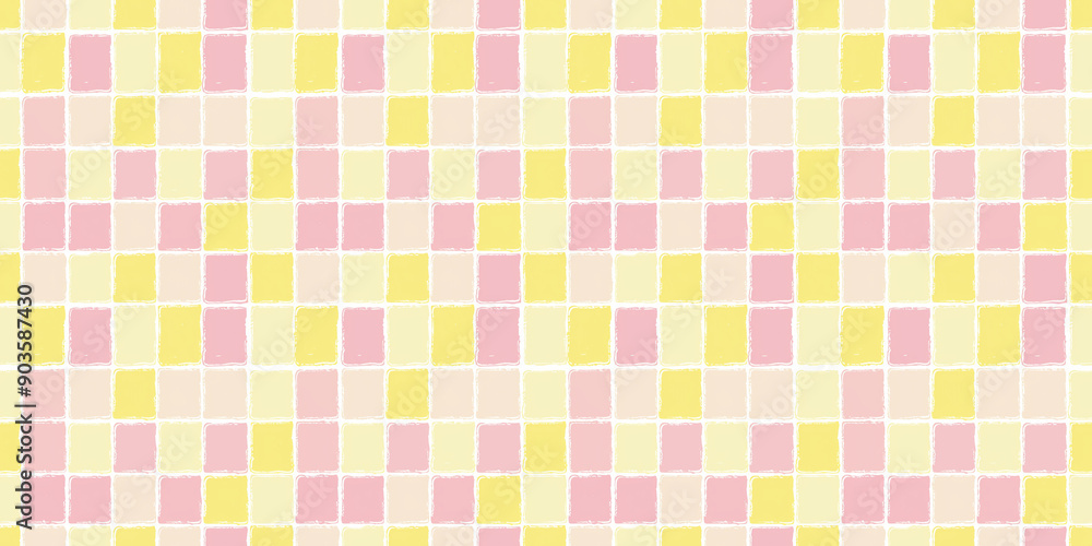 Baby pink and lemon yellow tiles background, clean surface texture, white background Baby pink and lemon yellow tiles background, clean surface texture, white background