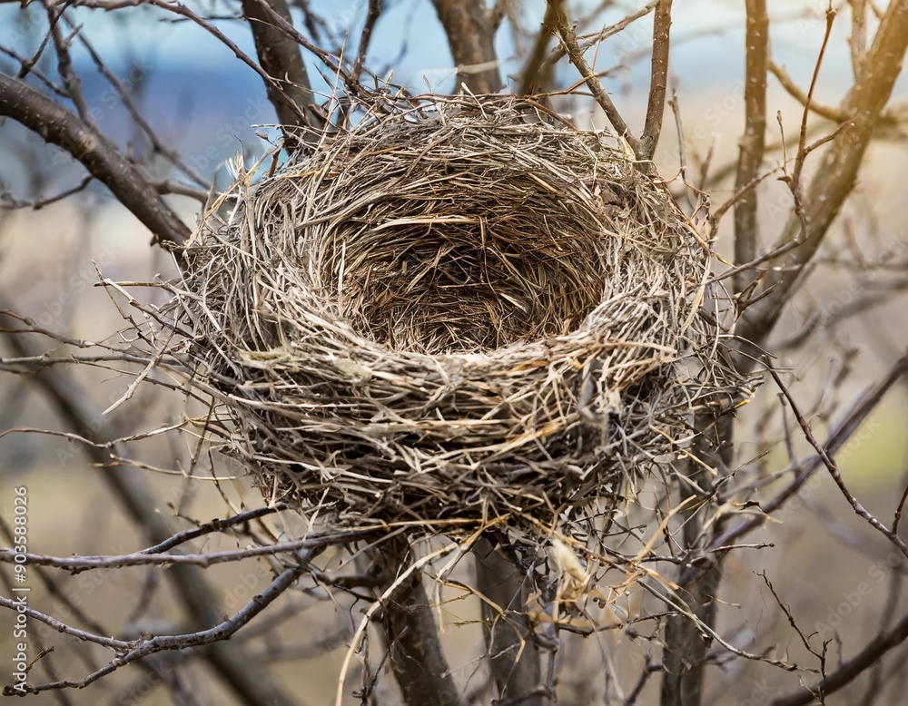 Empty Bird's nest on branches tree in the nature Empty Bird's nest on branches tree in the nature