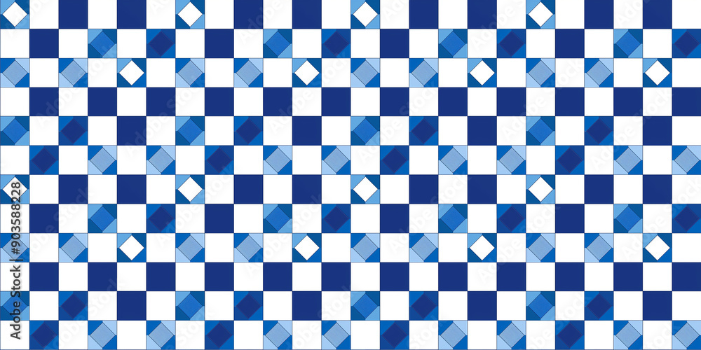 Blue and white tiles pattern background, clean surface texture, blue with white background Blue and white tiles pattern background, clean surface texture, blue with white background