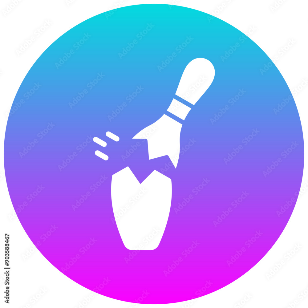 Broken Pin vector icon. Can be used for Bowling iconset.