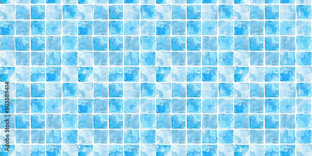 Fototapeta premium Blue tiles pattern background, clean surface texture, white background