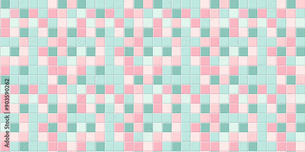 Blush pink and light teal tiles background, clean and flat surface texture, white background Blush pink and light teal tiles background, clean and flat surface texture, white background