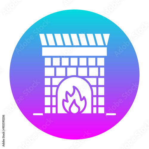 Fireplace vector icon. Can be used for Retro iconset.