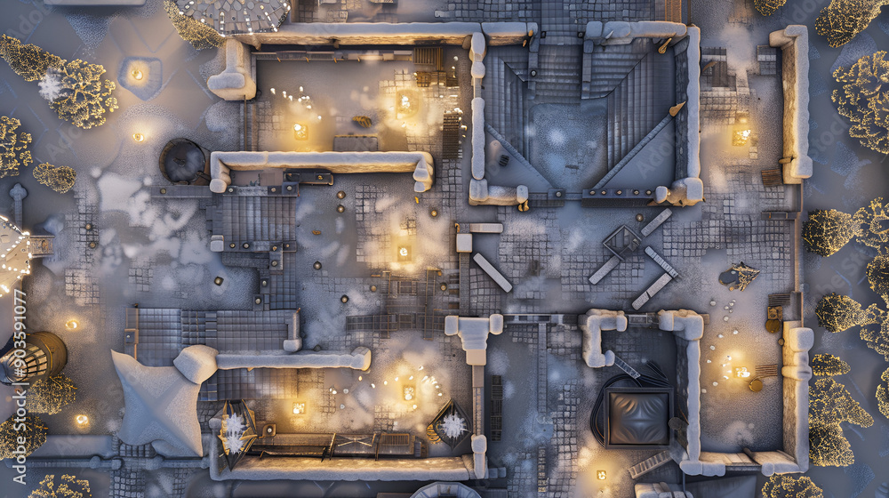Christmas Battle Map - DnD, RPG Map for Dungeons and Dragons, Game Background, Top View, Winter Christmas Battle Map - DnD, RPG Map for Dungeons and Dragons, Game Background, Top View, Winter