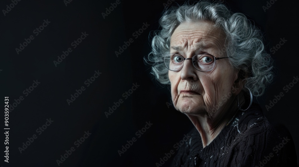 Upset woman on black background. Upset woman on black background.