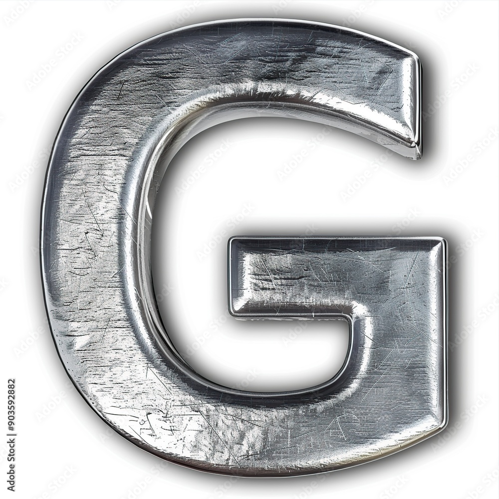 Metal letter G uppercase isolated on white background. 3d. Metal alphabet lettering symbol. Metal letter G uppercase isolated on white background. 3d. Metal alphabet lettering symbol.