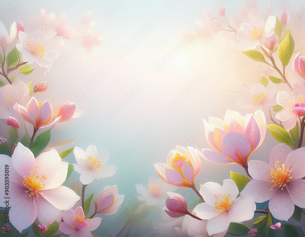 Blooming Spring Flowers with White Copyspace Perfect Background for Inspirational Quotes and Messages Blooming Spring Flowers with White Copyspace Perfect Background for Inspirational Quotes and Messages