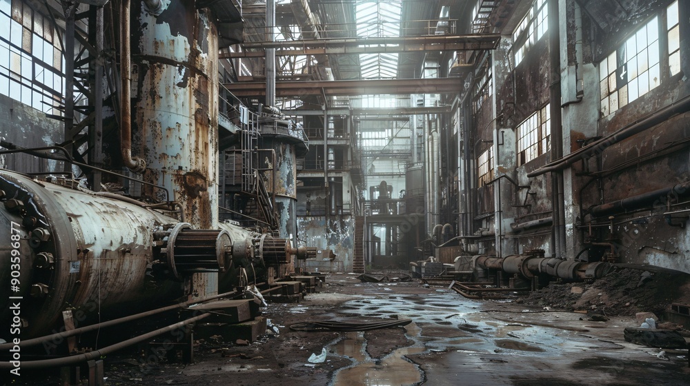 Remnants of a severely contaminated manufacturing facility from an industrial era. Remnants of a severely contaminated manufacturing facility from an industrial era.