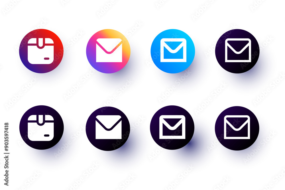 Mail and messages box vector icon set illustration on white background. Mail and messages box vector icon set illustration on white background.