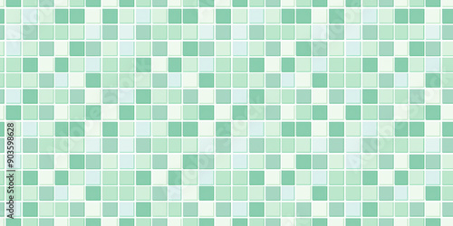 Teal and mint green tiles pattern background