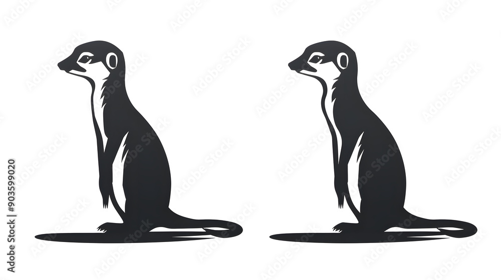 Naklejka premium black silhouette of Meerkat illustration icon for logo, isolated on white background