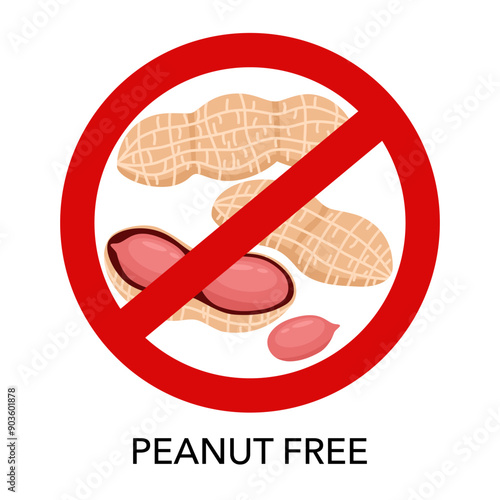 peanut free food symbol in flat design on white background. Peanut free.