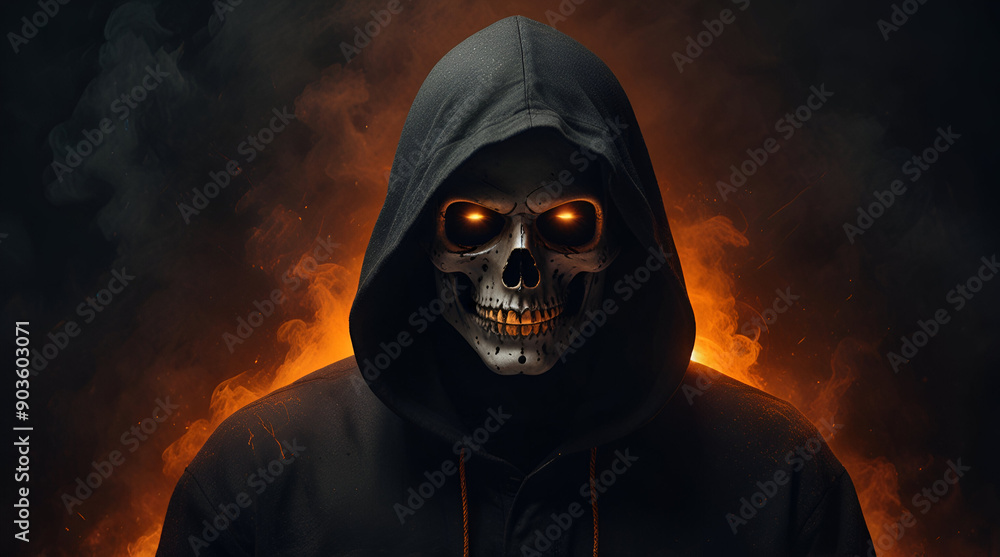Floating skull with red eyes Generative AI