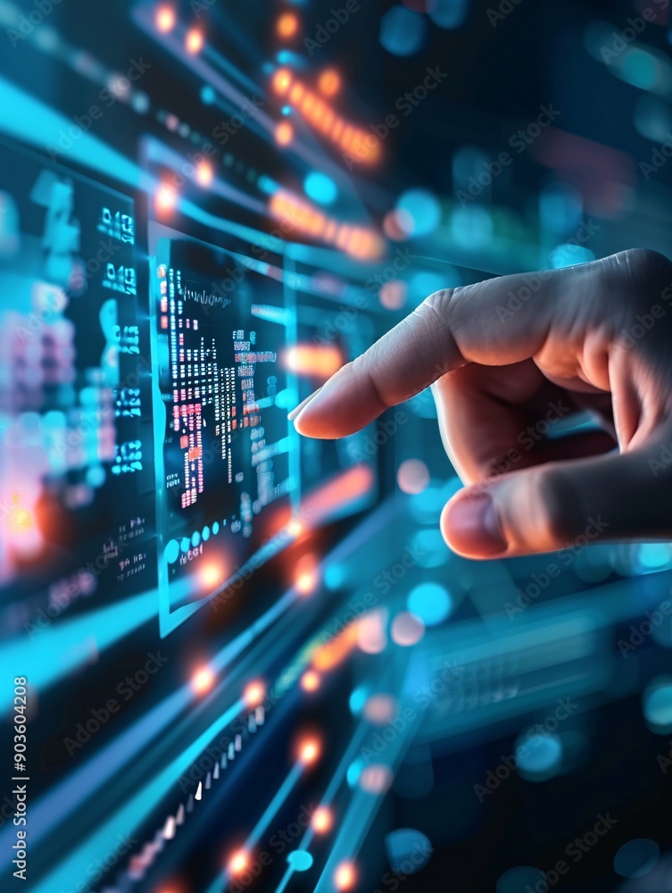 High-tech digital background with a glowing analytics dashboard, promoting brand loyalty High-tech digital background with a glowing analytics dashboard, promoting brand loyalty