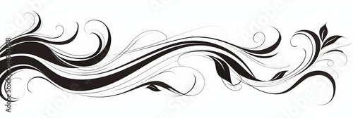 Elegant Flowing Black Cursive Line with Curves and Swirls Minimalistic Graphic