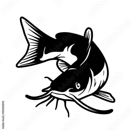 Catfish | Aquatic Animal | Outdoor Scene | River Fish | Outdoor Fishing Scene | Angler dad | Wildlife | Fishing Vibe | Original Illustration | Vector and Clipart | Cutfile and Stencil