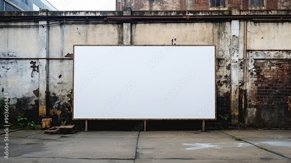 Blank Billboard Against a Weathered Wall Blank Billboard Against a Weathered Wall