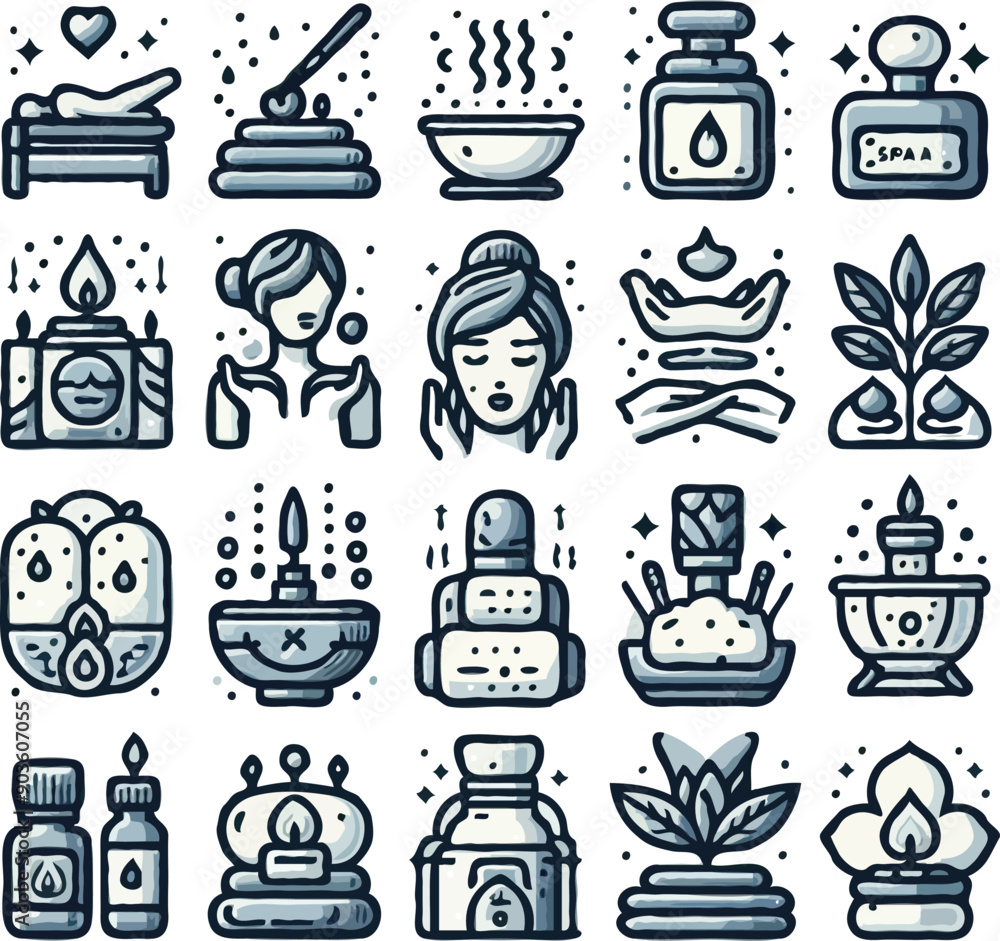 set of icons for beauty and spa set of icons for beauty and spa