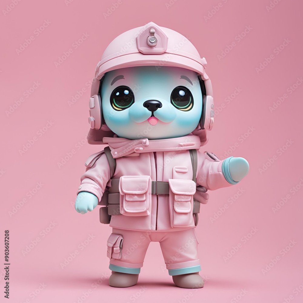 3d cartoon character adventurer seal in pink dress genericetive Ai 3d cartoon character adventurer seal in pink dress genericetive Ai