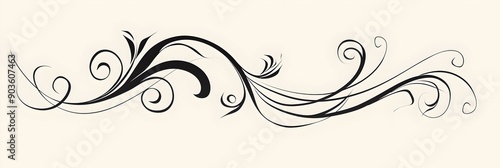 Elegant Cursive Line Art with Swirls on Minimal White Background