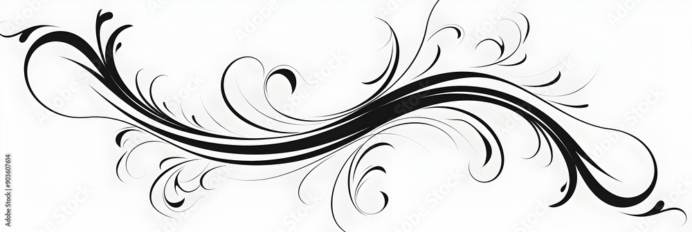 Fototapeta premium Elegant Cursive Calligraphic Lineart with Swirling Floral Flourishes