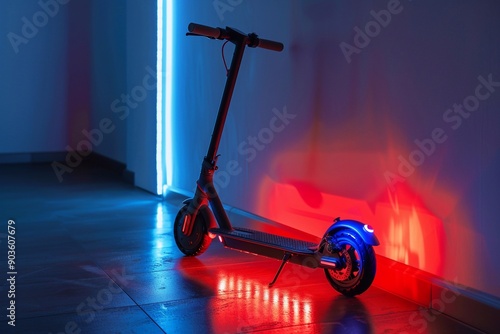 Modern mobility showcased through sleek electric scooter.