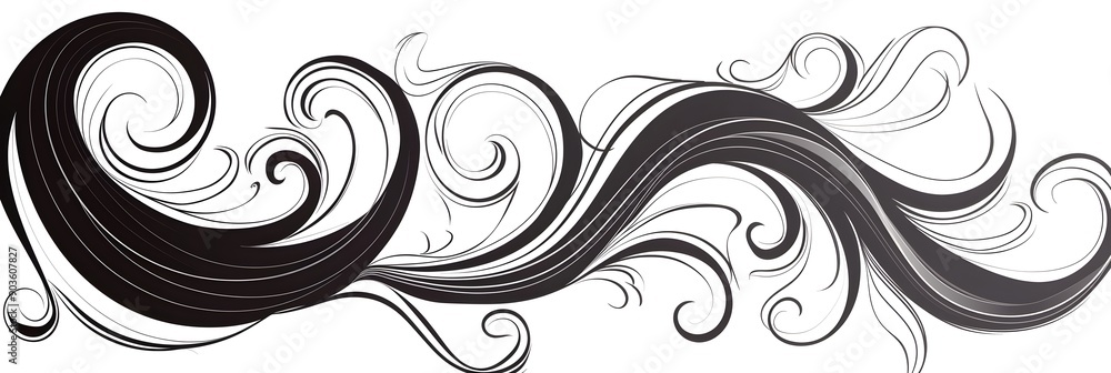 Fototapeta premium Minimalist Black and White Swirl Clipart for Graphic Design