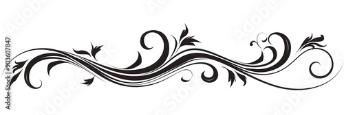 Minimalist Black Decorative Scroll with Swirling Ends for Graphic Design