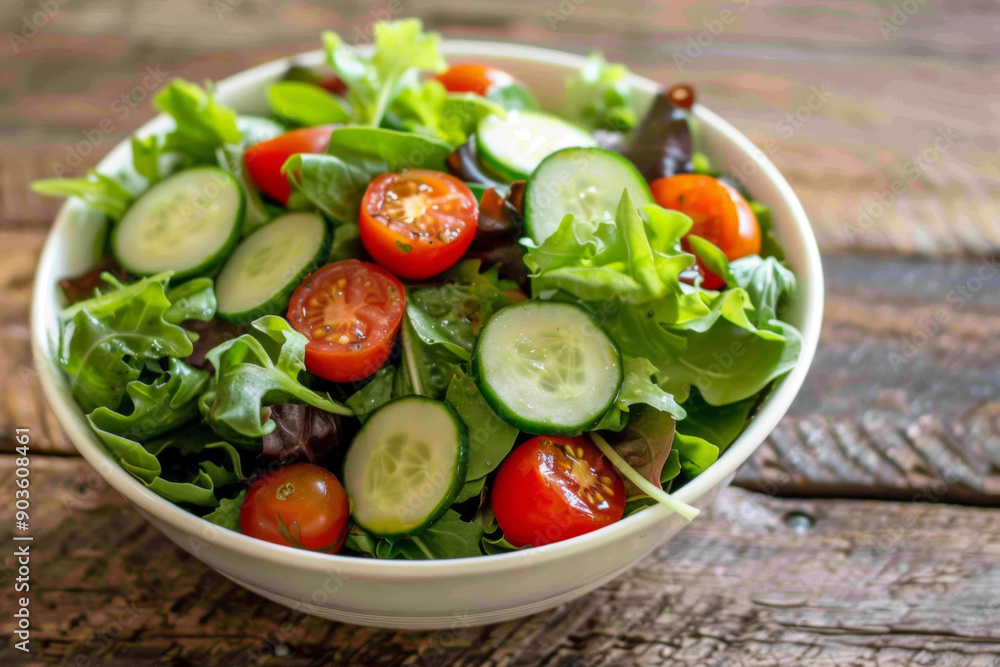 Fresh Green Salad with Cucumber and Cherry Tomatoes Fresh Green Salad with Cucumber and Cherry Tomatoes
