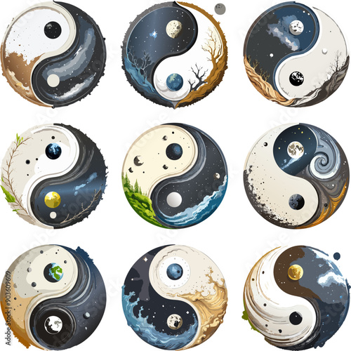 2024G_0006 Yin yang symbol space and planet