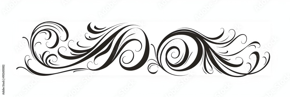 Whimsical Black Doodle Cursive Letter with Swirls on White Background Whimsical Black Doodle Cursive Letter with Swirls on White Background