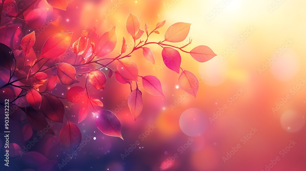 Fototapeta premium Autumn Leaves with Warm Light
