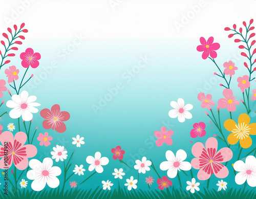 Blooming Spring Flowers with White Copyspace Perfect Background for Inspirational Quotes and Messages