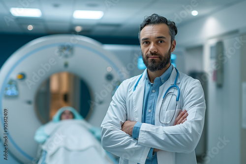 Doctor analyzing patients MRI brain scan