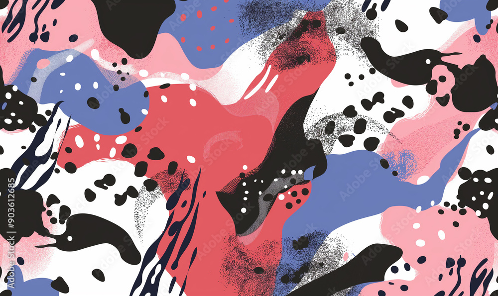 Vector graphic of abstract shapes in pink, black and white with hints of blue Vector graphic of abstract shapes in pink, black and white with hints of blue
