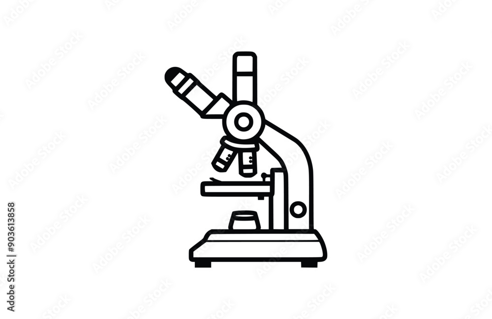 Microscope black icon isolated on white background. Vector illustration. Microscope black icon isolated on white background. Vector illustration.