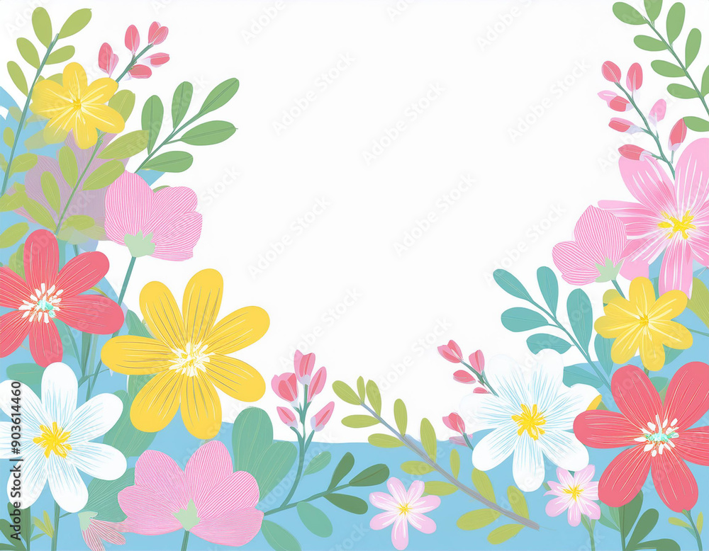 Obraz premium Blooming Spring Flowers with White Copyspace Perfect Background for Inspirational Quotes and Messages