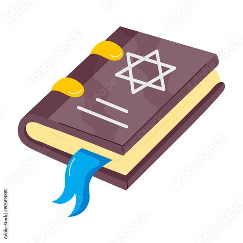 A sticker of spell book designed in flat style 

