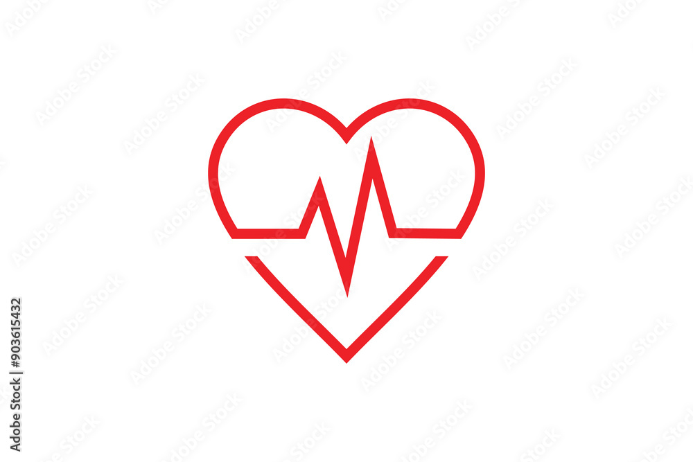 Heart line icon with sign heartbeat romantic love vector Heart line icon with sign heartbeat romantic love vector